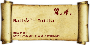 Mallár Anilla névjegykártya